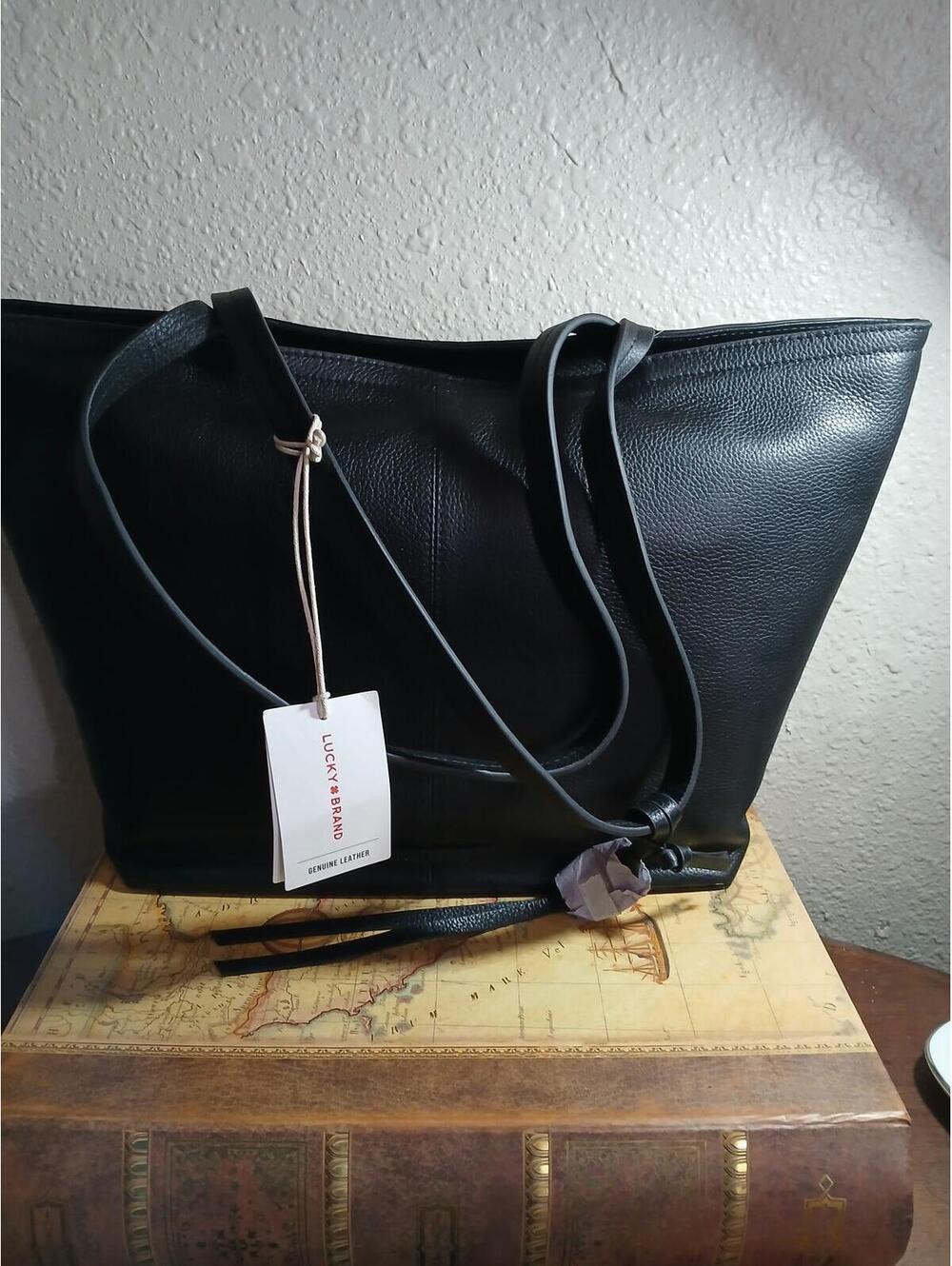 Lucky Brand Genuine Leather Black Tote Bag